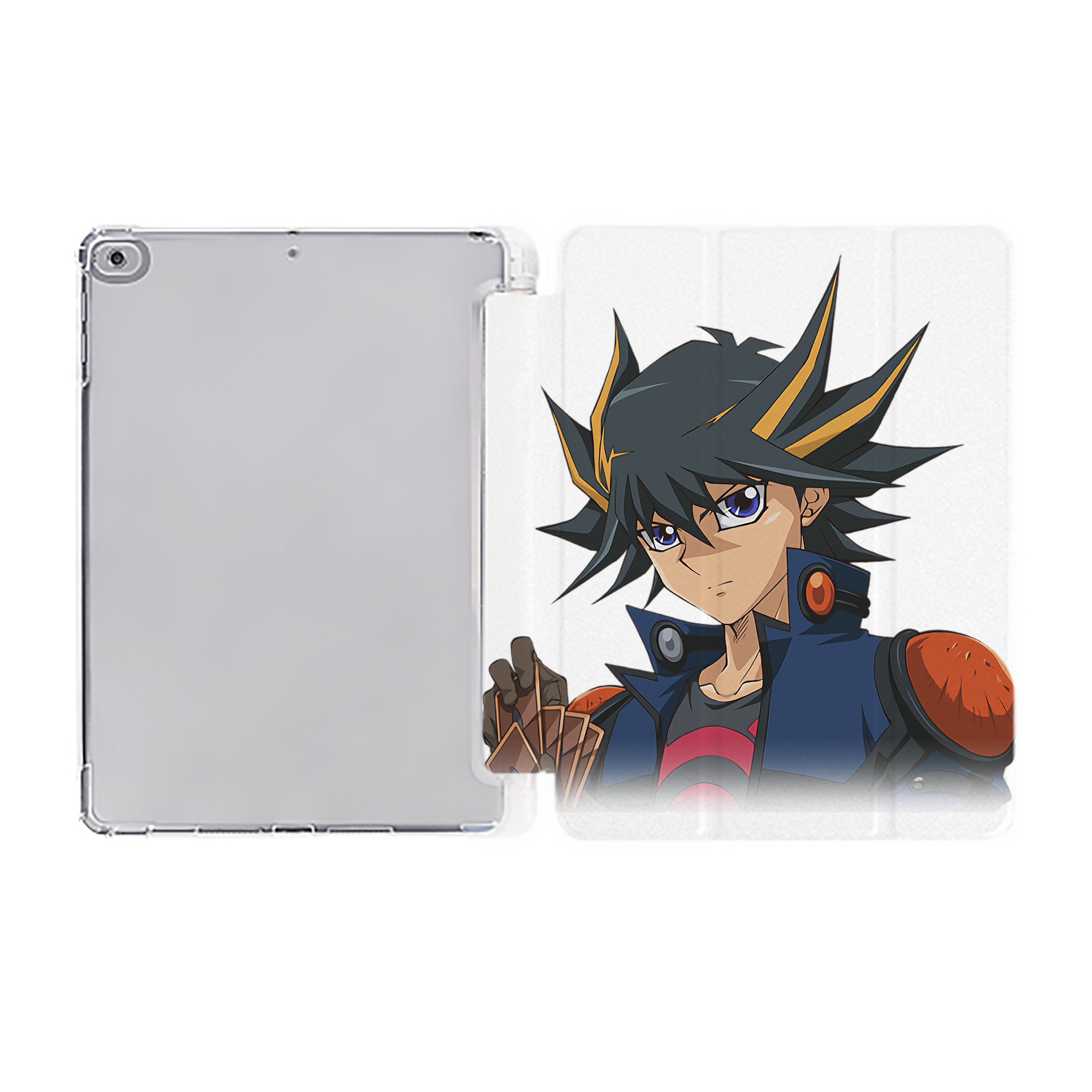 （画像用） 遊☆戯☆王 Yu-Gi-Oh! IPad ケース ペン収納付き 三つ折りスタンド PUレザー×シリコン 対応機種9.5/10.5/10.9インチ